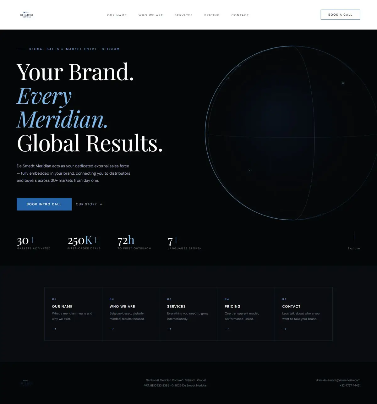 De Smedt Meridian homepage on desktop