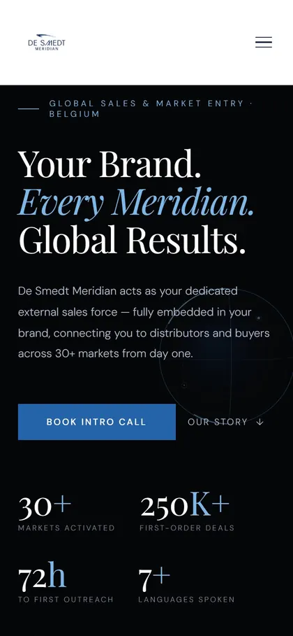 De Smedt Meridian on a phone, top of the page