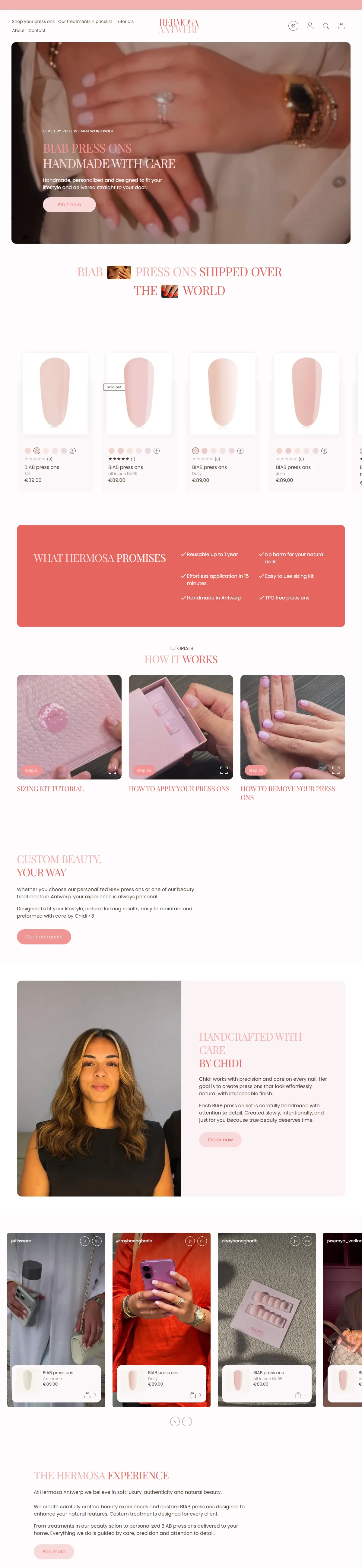 Hermosa Antwerp homepage on desktop