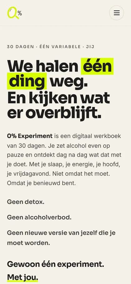 0% Experiment on a phone, top of the page