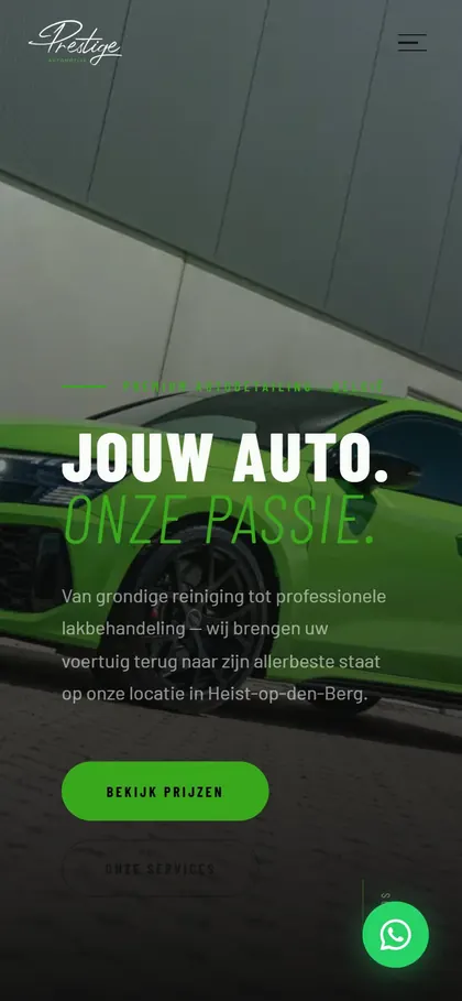 Prestige Automotive on a phone, top of the page