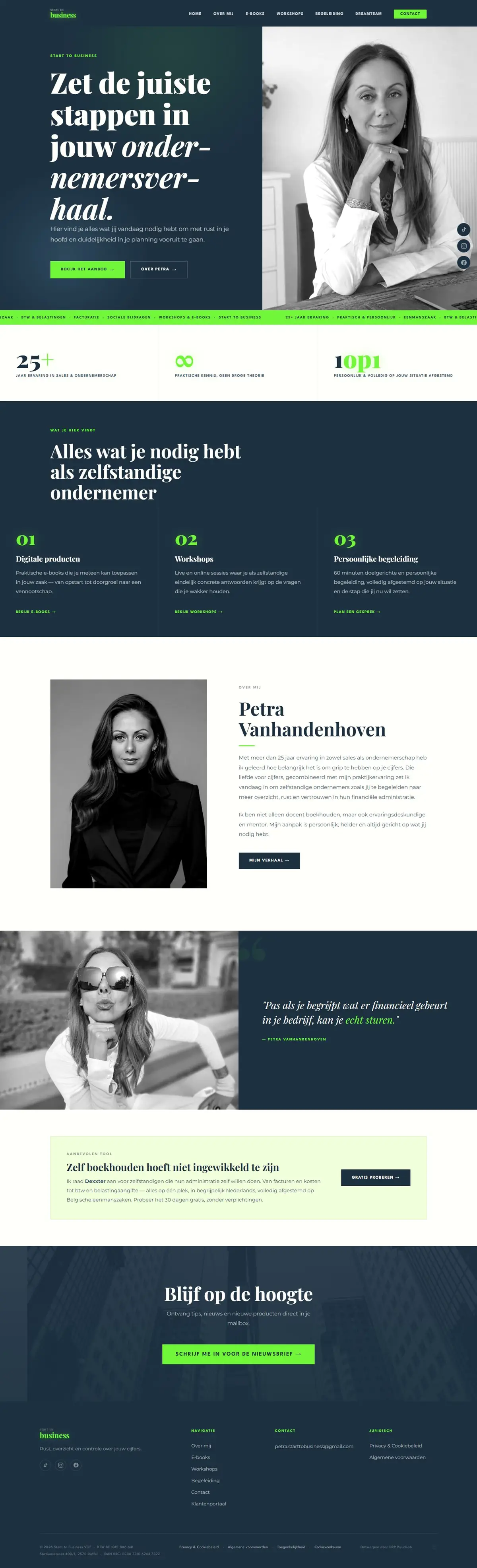 Start to Business homepage on desktop