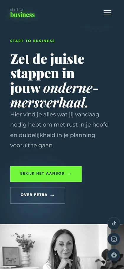 Start to Business on a phone, top of the page