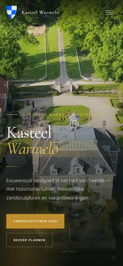 Kasteel Warmelo on a phone, top of the page